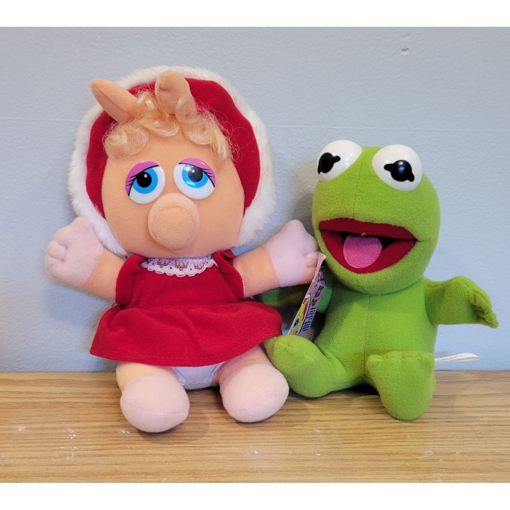 Vintage 1987 McDonalds Muppet Babies Plush Lot Kermit & Miss Piggy with Tag